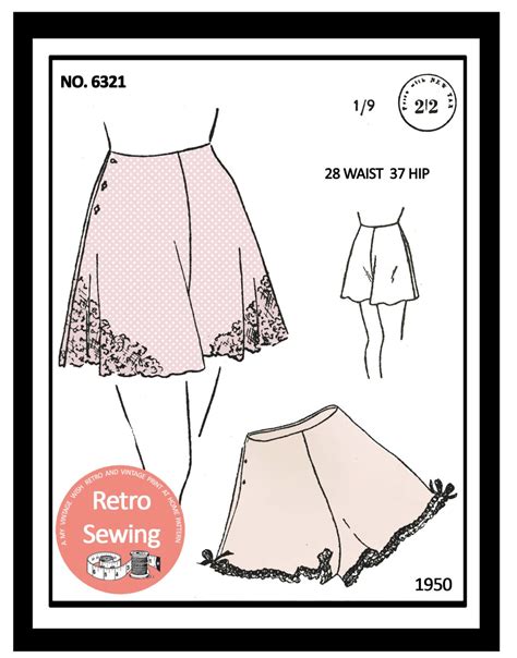 1940s French Knickers Sewing Pattern Paper Lingerie Pattern