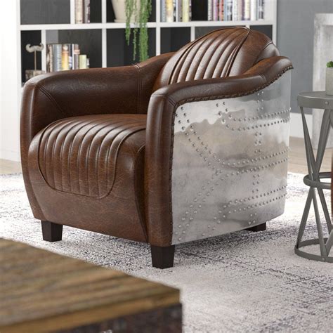 Boasting a stylishly curved back and chic. Virgil Barrel Chair | Barrel chair, Brown leather chairs ...