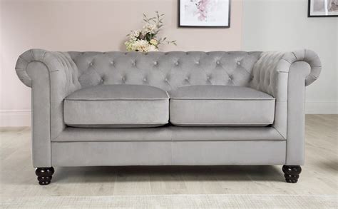 Hampton Grey Velvet Chesterfield Sofa 2 Seater Furniture Choice