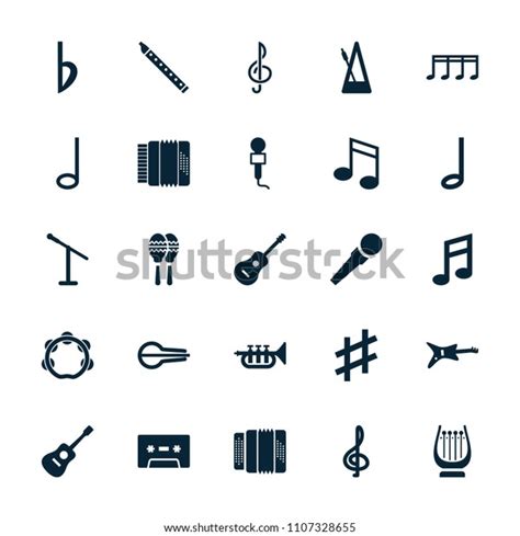 Musical Icon Collection 25 Musical Filled Stock Vector Royalty Free