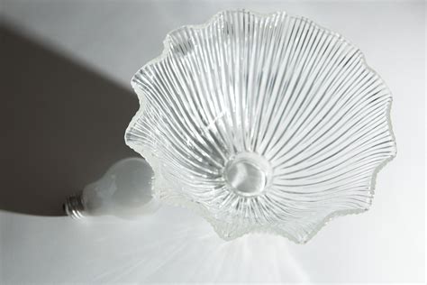 Vintage Holophane Glass Shade Prismatic Light Pendant Ruffled Fixture Shade Pleated Mid