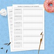 Yearly Event Schedule Template Template - Printable PDF