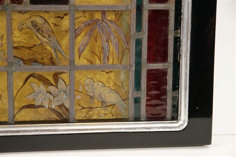 Spectacular Aesthetic Movement Stained Glass Window In Ebonized Walnut Frame At 1stdibs