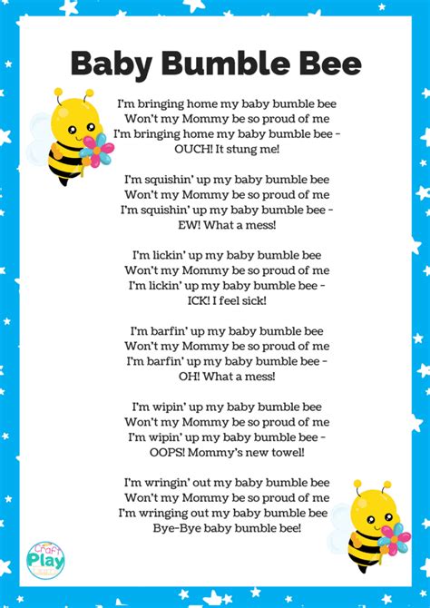 Baby Bumble Bee Song Activities And Lessons Craft Play
