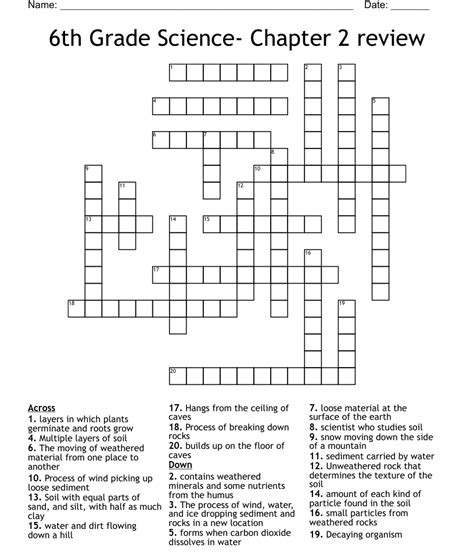 6th Grade Science Chapter 2 Review Crossword Wordmint