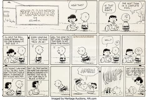 Charles Schulz Peanuts Football Themed Sunday Comic Strip Original