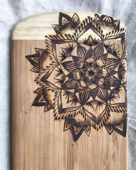 Mandala Pyrography Bamboo Cutting Board