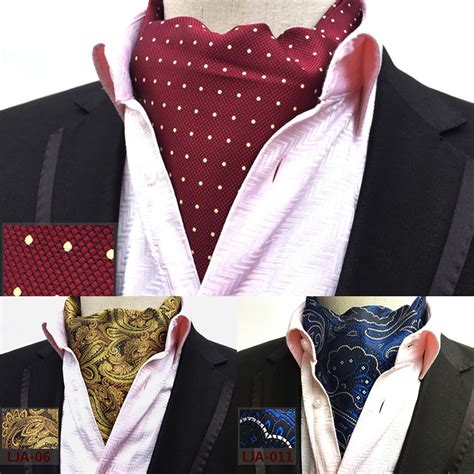 Men Vintage Ascot Scrunch Tie Men Ascot Neck Tie Silk Jacquard Tie
