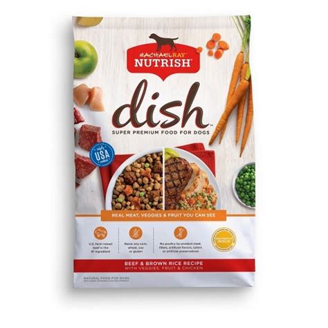 Chicken, chicken meal, ground rice, soybean meal, whole grain corn, poultry fat (preserved with mixed tocopherols), dried plain beet pulp, brown rice. Rachael Ray Nutrish DISH Natural Dry Dog Food Beef & Brown ...