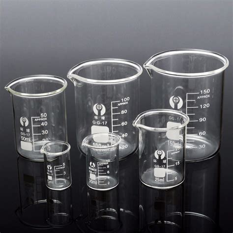 New 6pcs 5 10 25 50 100 150ml Beaker Set Graduated Borosilicate Glass Beaker Volumetric