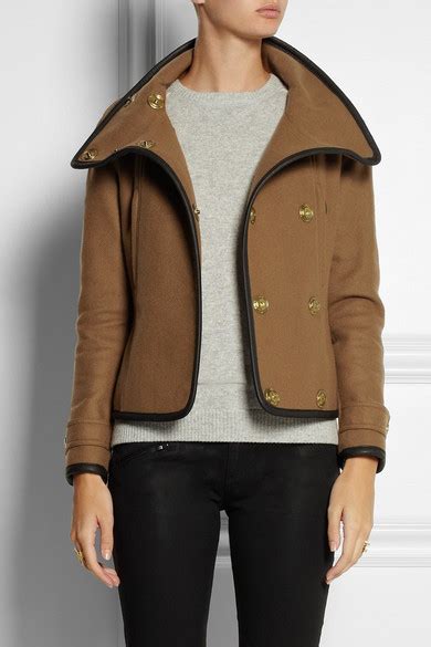 Burberry Leather Trimmed Wool Blend Twill Jacket Net A Portercom