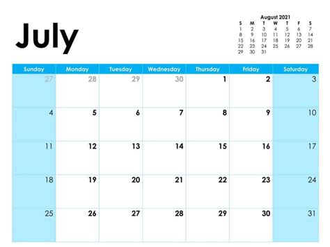 July 2021 Calendar Pdf Word Excel Template 10 Calendar Pdf Blank