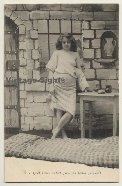FRENCH NUDE GIVES Peek On Breast 1 Boudoir Vintage PC 1900s 25