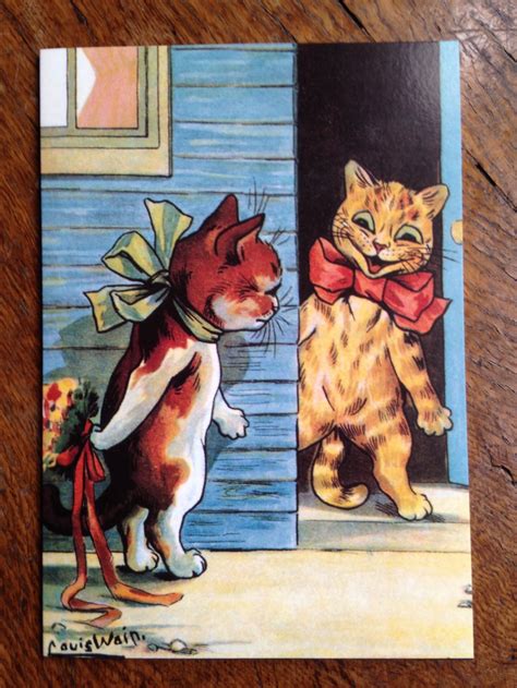 Vintage Valentine Illustration Of Two Cats By Louis Wain Etsy