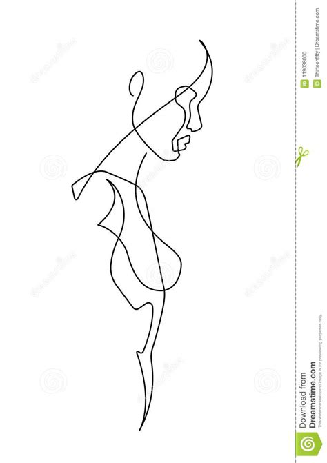 Female Figure Continuous Vector Line Art 3 Stock Vector Illustration