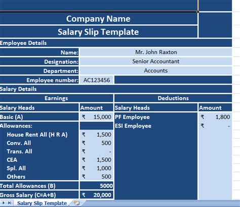 Salary Slip Excel Template For Free