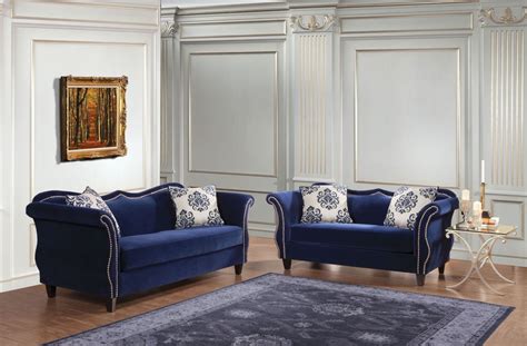 Zaffiro Royal Blue Living Room Set Sm2231 Sf Furniture Of America