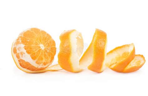 Orange Peeled Skin Isolated White Background Stock Photo Image Of