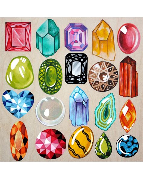Gemstone Print Gemstone Art Gemstone Illustration Rainbow Etsy
