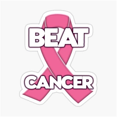Beat Cancer Breast Cancer Ribbon Sticker For Sale By Defaydesigns