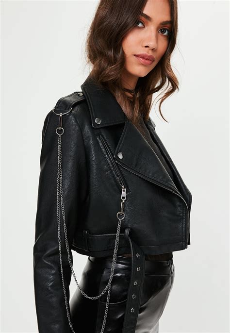 Missguided Black Super Cropped Biker Jacket In 2019 Fashion Jackets Leather Fashion