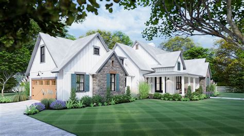 3 Bedroom New American Farmhouse Plan With L Shaped Front Porch