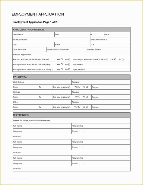 Free Printable Spanish Job Application Form Pdf Printable Word Searches