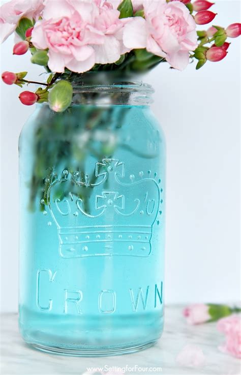 The Easiest Way To Tint Mason Jars Blue Setting For Four