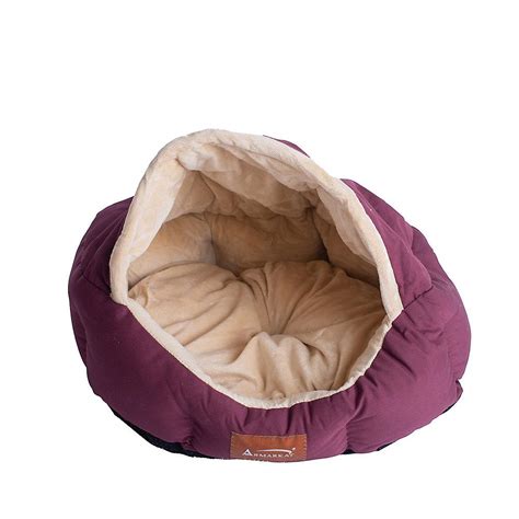 Armarkat Covered Beds Burgundy And Beige Cave Cat Bed Cat — Sloven Chuck