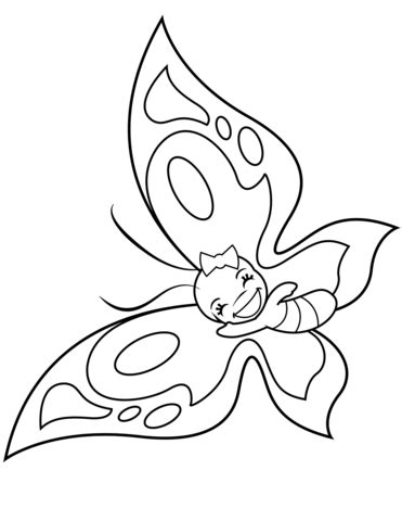 Cute butterfly pdf coloring page. Cute Butterfly with Happy Smile coloring page | Free ...