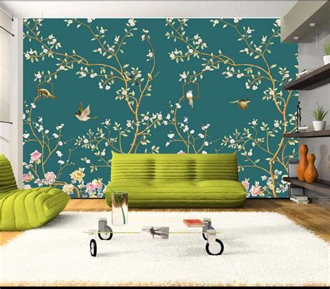3d Wallpaper Custom Photo Non Woven Mural Hand Painted Flowers Birds 3d