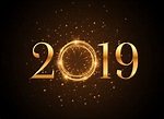 2019 new year shiny golden sparkles background - Download Free Vector ...