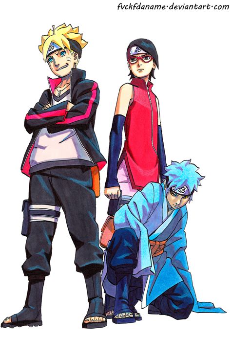 Naruto next generations ha revelado que los nuevos episodios de la serie se retrasan desde el 3 de mayo de 2020 debido al estado de emergencia declarado contra la. Boruto, Sarada and Mitsuki by fvckfdaname on DeviantArt