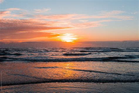 Orange Pacific Sunset By Justin Mullet Sunset Beach Pictures Beach