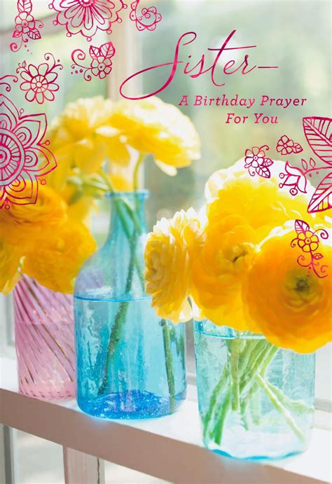 Flowers And Doodles Religious Birthday Card For Sister Greeting Cards