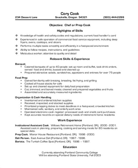 Free 9 Sample Chef Resume Templates In Ms Word Pdf