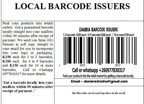 Zambia Barcode Issuers Lusaka Zambia