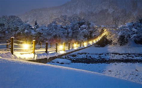 Photos Winter Nature Bridges Snow Street Lights Seasons