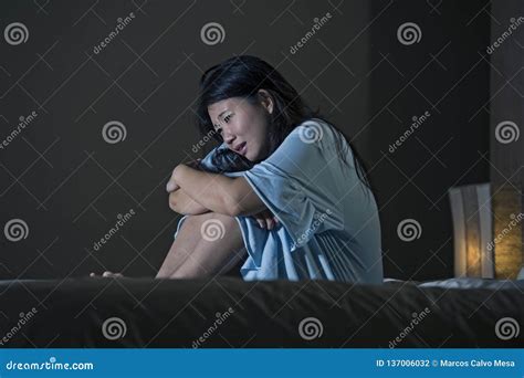 Dramatic Portrait Of Young Beautiful And Sad Asian Korean Woman Crying