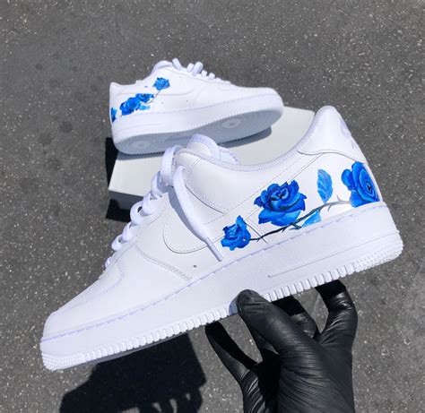 Delicate Blue Rose Design Nike Air Force 1 B Street Shoes