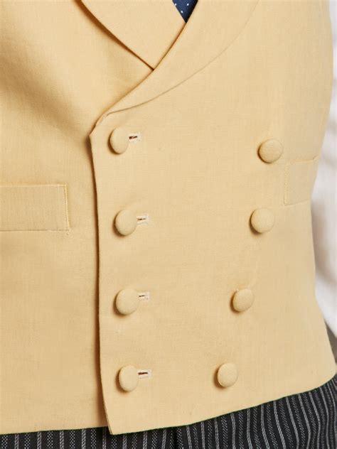 Oliver Brown Double Breasted Linen Waistcoat Yellow Oliver Brown