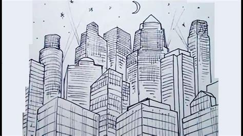 Dibujos De Figuras En Perspectiva 44 Edificios En Una Metrópolis
