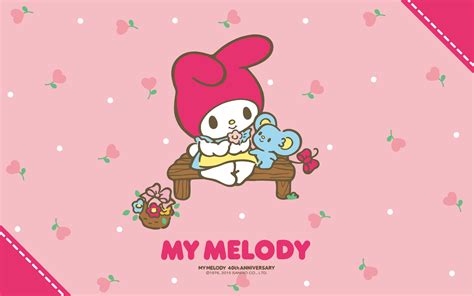 Follow the vibe and change your wallpaper every day! My Melody & Koala Pink Wallpaper - My Melody is sitting ...