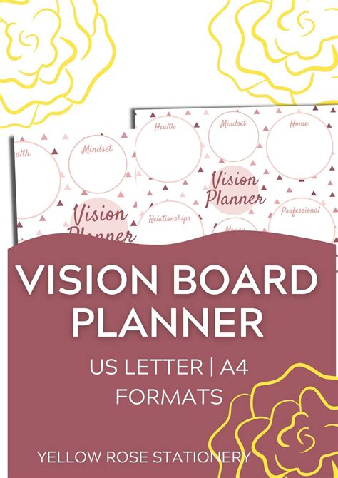 Vision Board Planner Template By Yellowrosestationery On Etsy