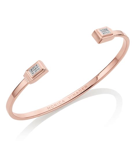 Baja Deco Thin Diamond Cuff In 18ct Rose Gold Vermeil On Sterling