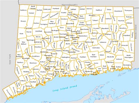 Map Of Towns In Ct
