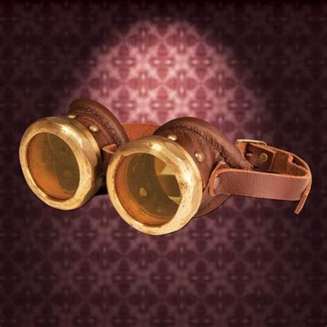 steampunk brown leather and brass goggles