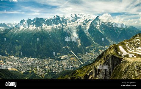 Panoramic View Of Mont Blanc 4810 M France Chamonix Below Captured