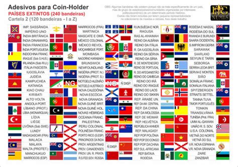 Kit Cartelas Adesivas 240 Bandeiras Países Extintos Lgnumismatica