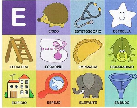 Palabras Con E En Espa Ol Alphabet Preschool Preschool Learning